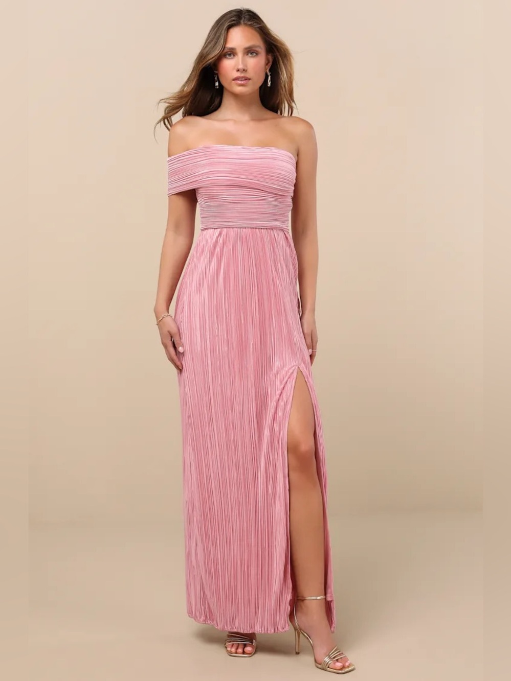 Lulus Poised Performance Pink Plisse One-Shoulder Maxi Dress Size XL NWT